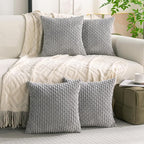Set of 4 Grey Decorative Throw Pillow Covers 16x16 Inch Corduroy Pillow Covers - Image 8