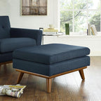 Modway Engage Mid-Century Modern Upholstered Fabric Ottoman in Azure - Image 2