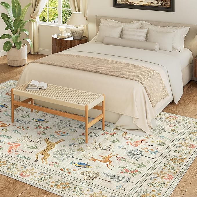 DUKINO 6x9 Area Rug, Washable Animal Living Room Rug Non Slip, Low Pile - Image 4