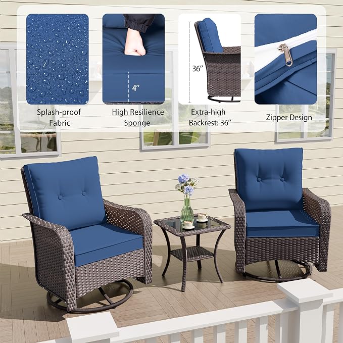ALAULM Outdoor Swivel Rocking Chairs Set of 2 - Image 4