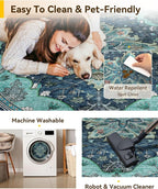 RELEANY Washable Area Rug, Round 7ft, Teal | Non-Slip, Water Repellent - Image 4