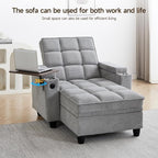 Oversized Recliner Chair with Swivel Tray Table, Modern Tufted Linen Fabric - Image 4