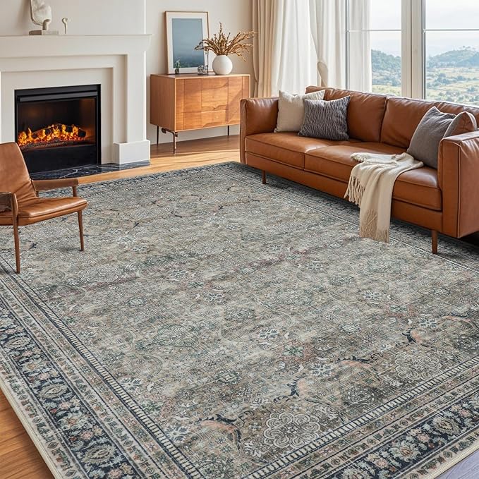 Green Retro 8x10 Washable Area Rugs - Image 8