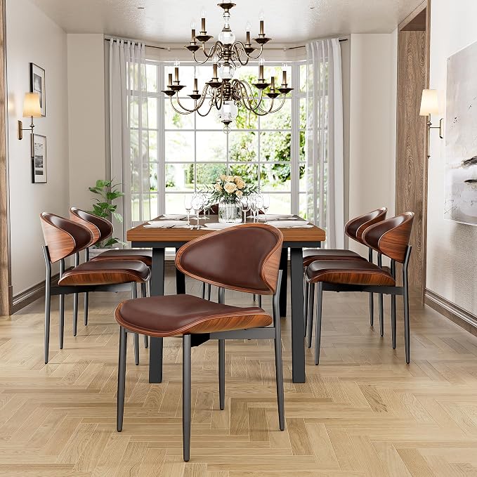 YaFiti Dining Chairs Set of 6, Dining Room and Kitchen Chairs, Mid Century - Image 3