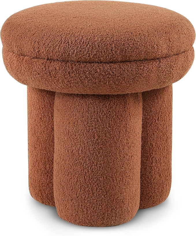 Furniture of America Rami Modern 17-inch Mushroom-Shape Upholstered Ottoman - Image 5