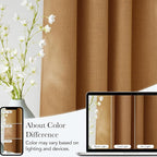 NICETOWN Gold Brown Faux Linen Room Darkening Rod Pocket Curtains 63 inch Length - Image 5