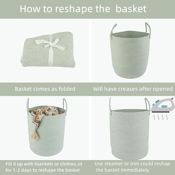 XUANGUO Cotton Rope Laundry Basket Hamper - Image 7