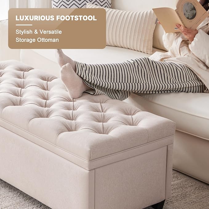 Mangodan 50" Storage Ottoman Bench, Tufted Ottoman - Image 5