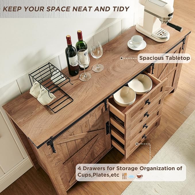 T4TREAM Farmhouse Sideboard Buffet Cabinet - Image 3