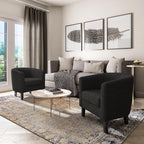 BELLEZE Living Room Chairs Set of 2, Teddy Polyester Accent Barrel Chairs - Image 6