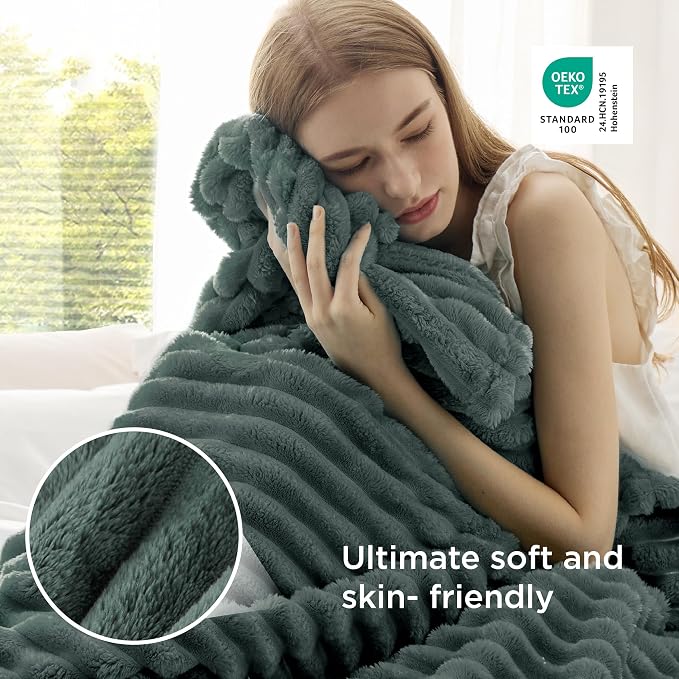 Bedsure Soft Twin XL Blanket for Bed Dorm Mallard Green 66"x90" | Birthday - Image 4