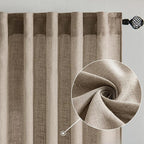 MIULEE Taupe Grey Linen Curtains 52x108 Inches Long 2 Panels - Image 2