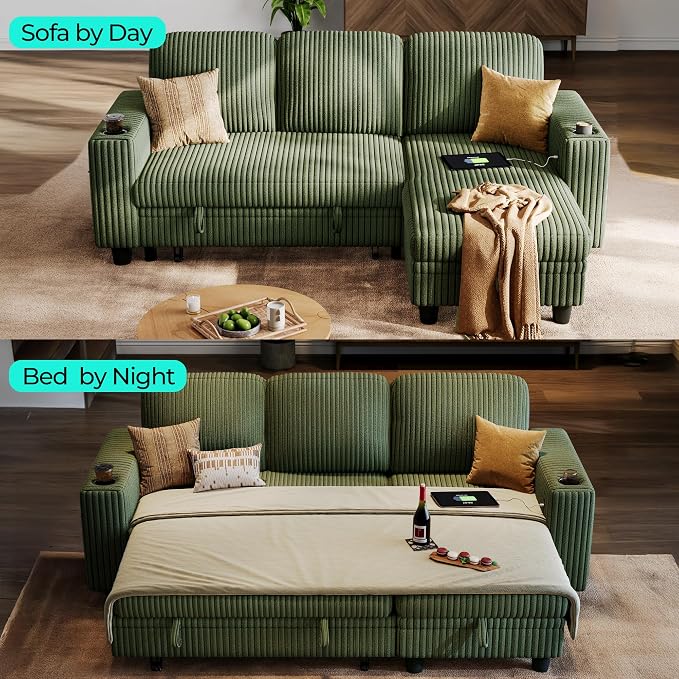 LINSY HOME Sectional Sleeper Sofa Pull Out Couches - Image 3