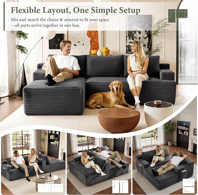 96" Sectional Couches for Living Room Cloud Couch Sofa - Image 8