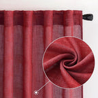 MIULEE Burgundy Red Linen Curtains 52x96 Inch Long - Image 2
