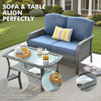 Weaxty Wicker Patio Furniture Set High Back Loveseat Sofa Couch Armchair Coffee - Image 6