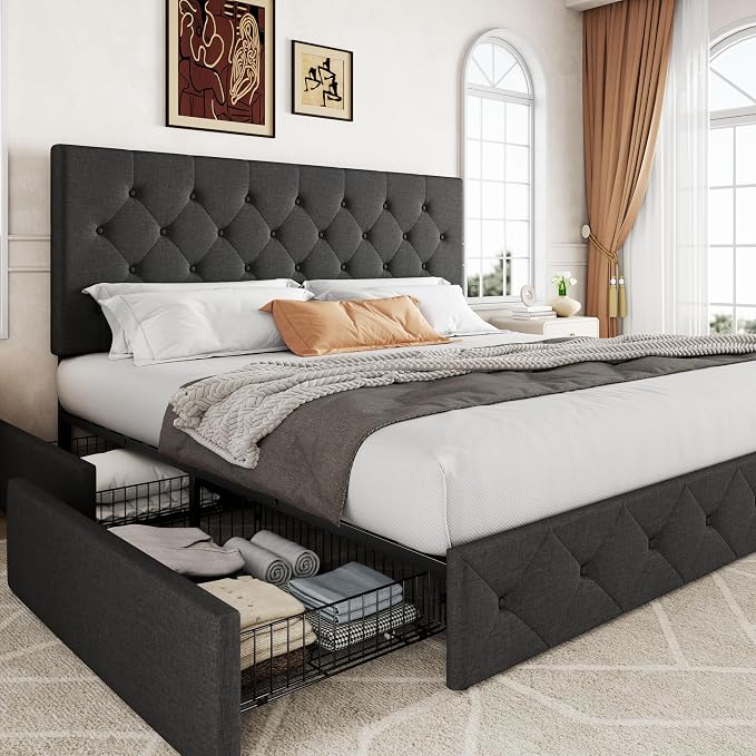 Allewie Upholstered King Size Platform Bed Frame by Allewie