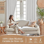 100% Blackout Linen Curtains 63 Inches Long - Image 3