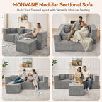 MONVANE 103'' Modular Sectional Sofa, Cloud Sectional Couch - Image 3