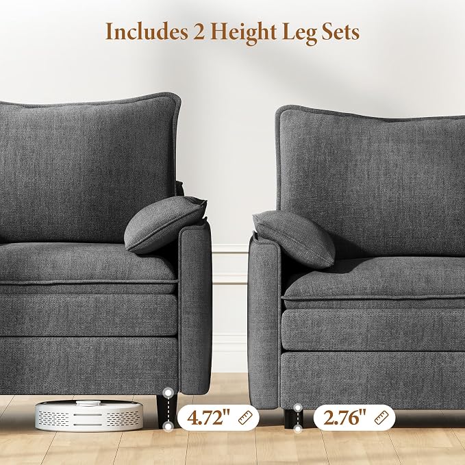 Vesgantti 108" Sectional Sleeper Sofa, 6-Seater Oversized Modular Cloud Couch - Image 3