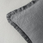 MIULEE Boho Linen Fringe Decorative Throw Pillow Covers Grey 18x18 | Set of 2 - Image 3