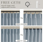 Extra Long Dusty Blue Linen Curtains 120 Inches Long 2 Panels | Coastal Sky Blue - Image 5