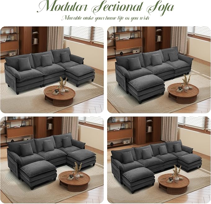 140" Cloud Couch, Modular Sectional Sofa - Image 8
