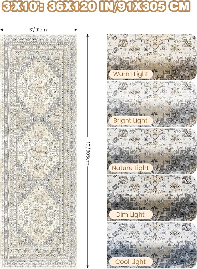 3x10 Runner Rug Non Slip Washable Hallway Runner, Front Porch, Laundry Room - Image 2