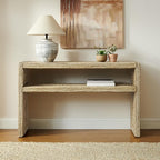 Crosley Furniture Marella Handwoven Banana Leaf Console Table, Rattan Sofa - Image 7