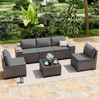 ALAULM 6 Pieces Patio Furniture Set, Oversized Seat/Armrest Sofas and High Back - Image 2
