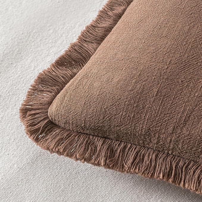 MIULEE Linen Decorative Fall Euro Throw Pillow Covers Dark Coffee 26x26 | Set - Image 3