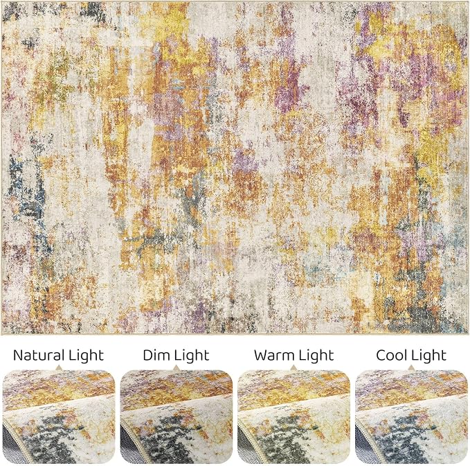 LOONGRUG 6x9 Area Rugs Washable Neutral Modern Living Room Rug Colorful | - Image 9