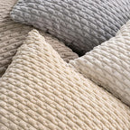Set of 4 Beige Decorative Throw Pillow Covers 16x16 Inch Corduroy Pillow Covers - Image 4