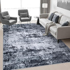 6x9 Area Rug Living Room: Modern Washable Indoor Carpet Black | - Image 5
