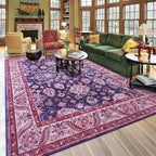 Area Rugs for Living Room, 6x9 Washable Area Rug for Bedroom, Retro Floral by Rtizon