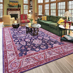 Area Rug for Living Room, 8x10 Area Rugs Washable, Retro Floral Non-Slip Carpet by Rtizon
