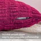 Pack of 2 Corduroy Decorative Throw Pillow Covers 20x20 Inch, Rose Red | Fall - Image 3