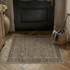 2x3 Brown Linen Look Washable Area Rug - Image 2