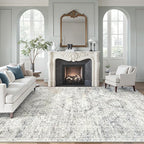 Soalmost Washable Area Rug 8x10 Large Soft Living Room Rugs Blue/Ivory | by Soalmost