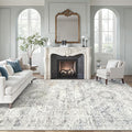 Soalmost Washable Area Rug 8x12 Large Soft Living Room Rugs Blue/Ivory | by Soalmost