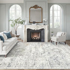 Soalmost Washable Area Rug 8x12 Large Soft Living Room Rugs Blue/Ivory | by Soalmost