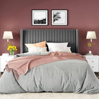 Allewie Full Size Velvet Bed Frame/Vertical Channel Tufted Wingback - Image 3