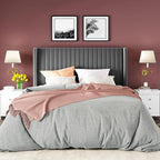 Allewie Queen Size Velvet Bed Frame/Vertical Channel Tufted Wingback - Image 3