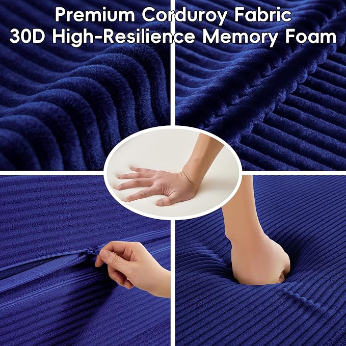 5-in-1 Convertible Sofa Bed, Corduroy Futon Couch Sleeper - Image 5