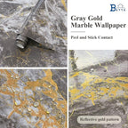 BAYYA 31.5"x80" Glossy Grey Marble Contact Paper - Image 6