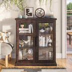 BELLEZE Storage Cabinet with Shelves and Glass Doors - Image 3