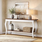 LITTLE TREE 70.9 Inches Long Console Table, 2-Tier Vintage Wooden Sofa Table by LITTLETREE