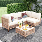 5-Piece Generous Patio Furniture Set, Wicker Outdoor Sectional Set by LYNSLIM