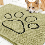 OLANLY Dog Door Mat for Muddy Paws 30x20, Paw Print Design Chenille Mud Mat | by OLANLY