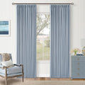 Pinch Pleated 100% Blackout Thick Linen Light Blue Curtains 84 Inches Long | by Twodrapes